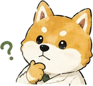 首をかしげているしば犬のイラスト