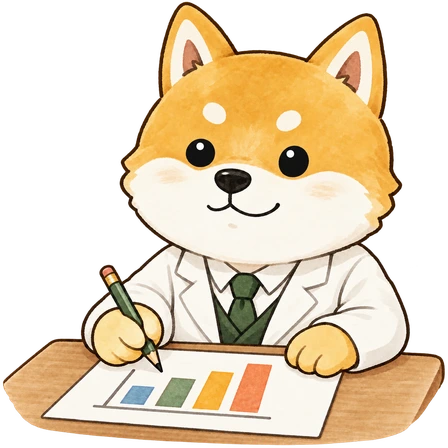 グラフを書いているしば犬のイラスト